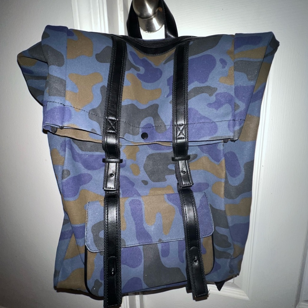 LIKE NEW—NEVER USED Phillip Lim Blue/brown Camouflage Flap canvas Backpack
